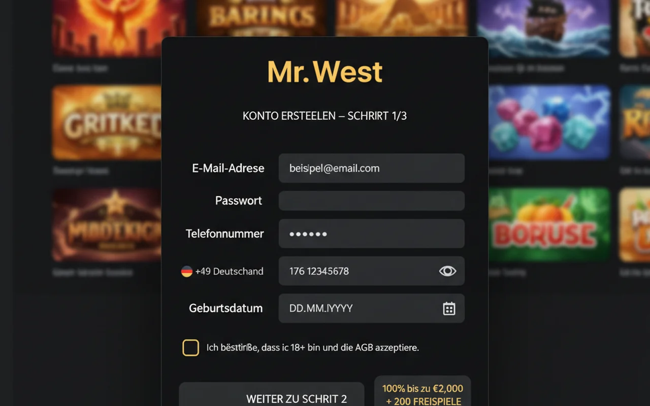 Registrierung in unter 60 Sekunden – Mr. West